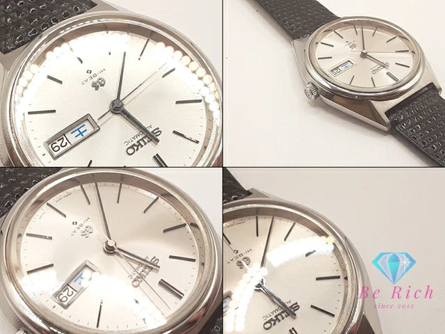 OH 仕上げ 済 グランド セイコー Grand Seiko ハイビート 5646-7010 自動巻き メンズ 腕時計 デイデイト シルバー ブラック 黒 SS レザー ブレス AT オートマ アナログ ウォッチ GS 56GS アンティーク 【中古】【送料無料】 bt3276