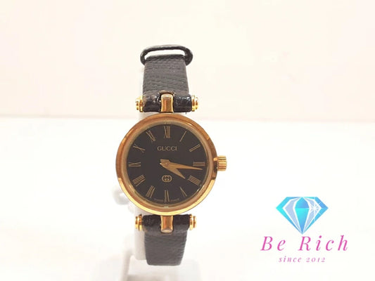 グッチ GUCCI レディース 腕時計 2040L シェリー ウェブ 黒 ブラック SS レザー アナログ クォーツ QZ ヴィンテージ アンティーク オールド  【中古】  bt3284