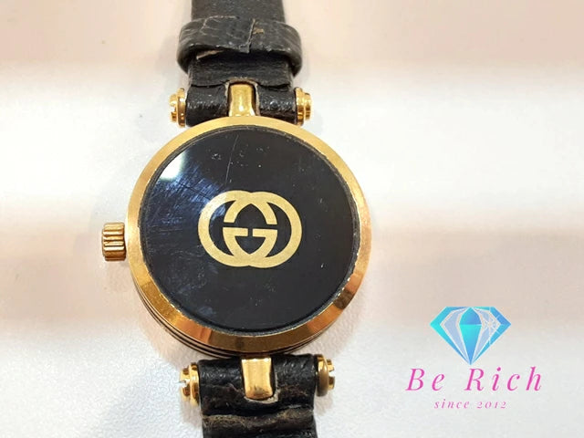 グッチ GUCCI レディース 腕時計 2040L シェリー ウェブ 黒 ブラック SS レザー アナログ クォーツ QZ ヴィンテージ アンティーク オールド  【中古】  bt3284
