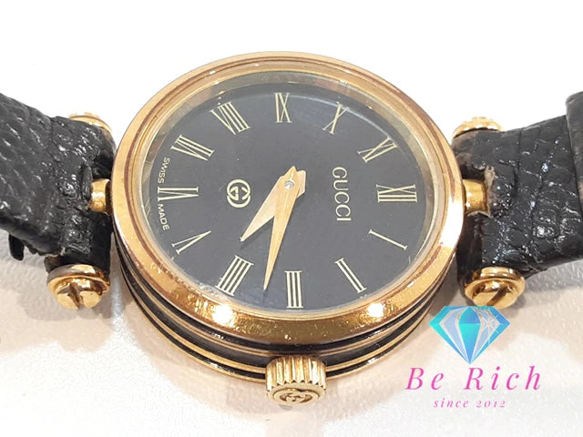 グッチ GUCCI レディース 腕時計 2040L シェリー ウェブ 黒 ブラック SS レザー アナログ クォーツ QZ ヴィンテージ アンティーク オールド  【中古】  bt3284