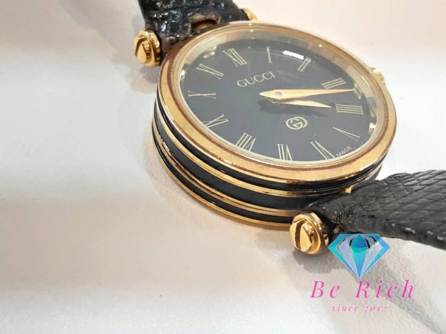 グッチ GUCCI レディース 腕時計 2040L シェリー ウェブ 黒 ブラック SS レザー アナログ クォーツ QZ ヴィンテージ アンティーク オールド  【中古】  bt3284