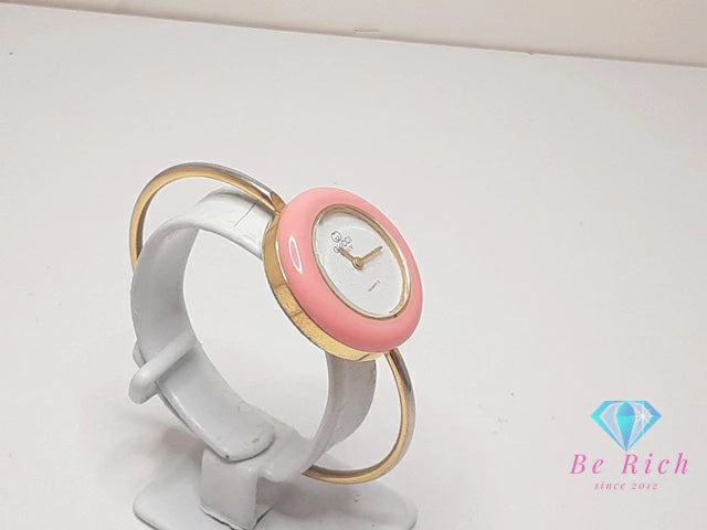 グッチ GUCCI チェンジ ベゼル バングル ウォッチ レディース 腕時計 白 ホワイト ゴールド SS GP ブレス アナログ クォーツ QZ ヴィンテージ オールド 旧型 【中古】【送料無料】 bt3287