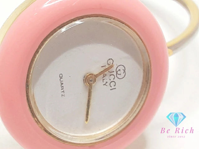 グッチ GUCCI チェンジ ベゼル バングル ウォッチ レディース 腕時計 白 ホワイト ゴールド SS GP ブレス アナログ クォーツ QZ ヴィンテージ オールド 旧型 【中古】【送料無料】 bt3287