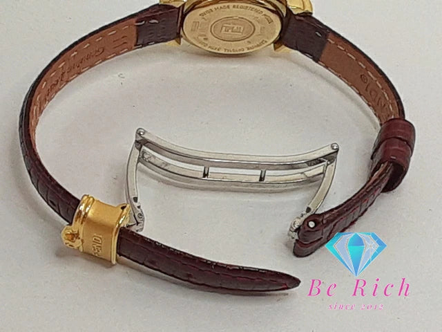 フェンディ FENDI レディース 腕時計 350L ラウンド 白 ホワイト シルバー ボルドー SS レザー ブレス アナログ クォーツ QZ ウォッチ ズッカ ロゴ 【中古】【送料無料】 bt3291