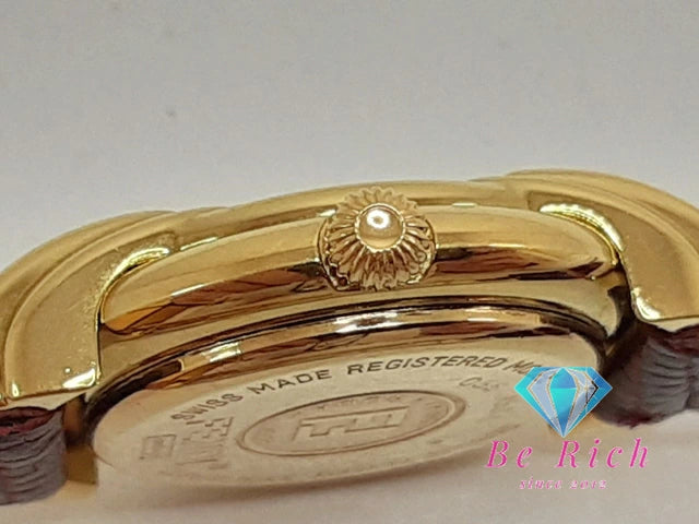 フェンディ FENDI レディース 腕時計 350L ラウンド 白 ホワイト シルバー ボルドー SS レザー ブレス アナログ クォーツ QZ ウォッチ ズッカ ロゴ 【中古】【送料無料】 bt3291