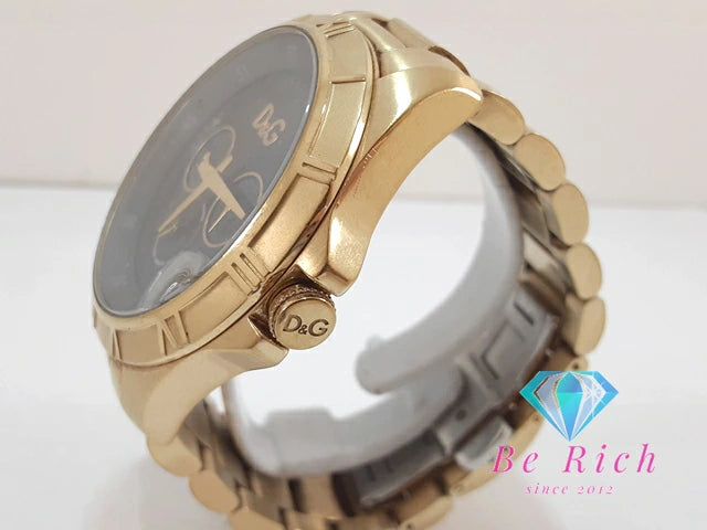 ドルチェ ＆ ガッパーナ Dolce & Gabbana D&G シャモニ メンズ 腕時計 デイデイト ブラック 黒 SS GP ブレス ロゴ アナログ クオーツ QZ  ウォッチ Chamonix 【中古】【送料無料】 bt3293