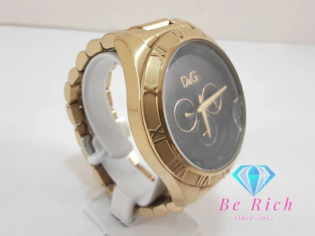 ドルチェ ＆ ガッパーナ Dolce & Gabbana D&G シャモニ メンズ 腕時計 デイデイト ブラック 黒 SS GP ブレス ロゴ アナログ クオーツ QZ  ウォッチ Chamonix 【中古】【送料無料】 bt3293