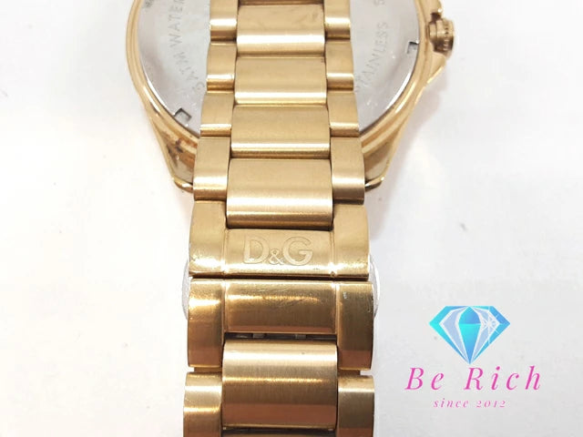 ドルチェ ＆ ガッパーナ Dolce & Gabbana D&G シャモニ メンズ 腕時計 デイデイト ブラック 黒 SS GP ブレス ロゴ アナログ クオーツ QZ  ウォッチ Chamonix 【中古】【送料無料】 bt3293