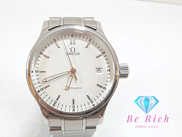 OH 仕上げ 済 オメガ OMEGA クラシック デイト 自動巻き メンズ 腕時計 5203.20 白 ホワイト シルバー SS ブレス アナログ オートマ AT ウォッチ   【中古】【送料無料】 bt3300