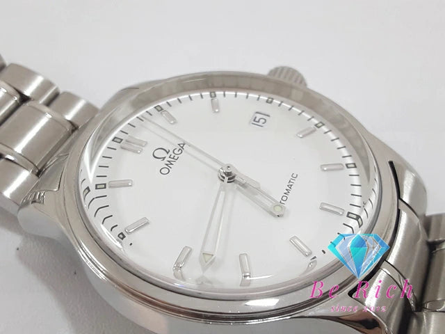 OH 仕上げ 済 オメガ OMEGA クラシック デイト 自動巻き メンズ 腕時計 5203.20 白 ホワイト シルバー SS ブレス アナログ オートマ AT ウォッチ   【中古】【送料無料】 bt3300