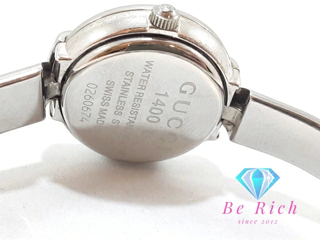 グッチ GUCCI レディース 腕時計 バングル ウォッチ 1400L ラウンド 黒 ブラック SS シルバー アナログ クォーツ QZ 【中古】【送料無料】 bt3301