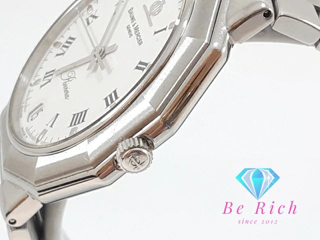 ボーム ＆ メルシエ BAUME & MERCIER リヴィエラ メンズ 腕時計 デイト 5131 白 ホワイト シルバー SS ブレス アナログ クオーツ QZ ウォッチ リビエラ   【中古】【送料無料】 bt3304