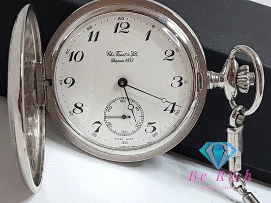 ティソ TISSOT 1853 サボネット メカニカル ポケットウォッチ Y561-288 手巻き 懐中時計 スモールセコンド 白 ホワイト シルバー SS アナログ ヴィンテージ アンティーク  【中古】【送料無料】 bt3305