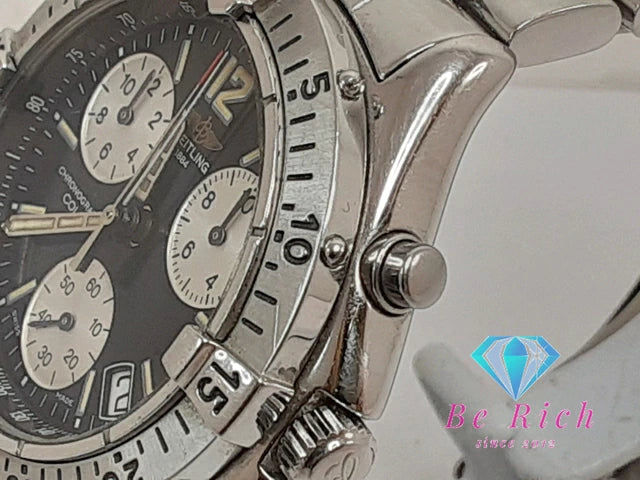 ブライトリング BREITLING コルト クロノグラフ メンズ 腕時計 デイト A53035 黒 ブラック シルバー SS ブレス アナログ クオーツ QZ ウォッチ Colt  【中古】【送料無料】 bt3306