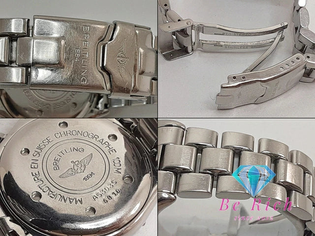 ブライトリング BREITLING コルト クロノグラフ メンズ 腕時計 デイト A53035 黒 ブラック シルバー SS ブレス アナログ クオーツ QZ ウォッチ Colt  【中古】【送料無料】 bt3306