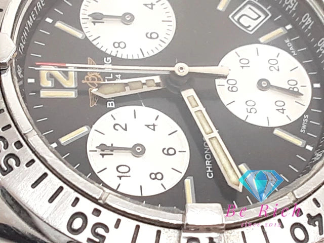 ブライトリング BREITLING コルト クロノグラフ メンズ 腕時計 デイト A53035 黒 ブラック シルバー SS ブレス アナログ クオーツ QZ ウォッチ Colt  【中古】【送料無料】 bt3306