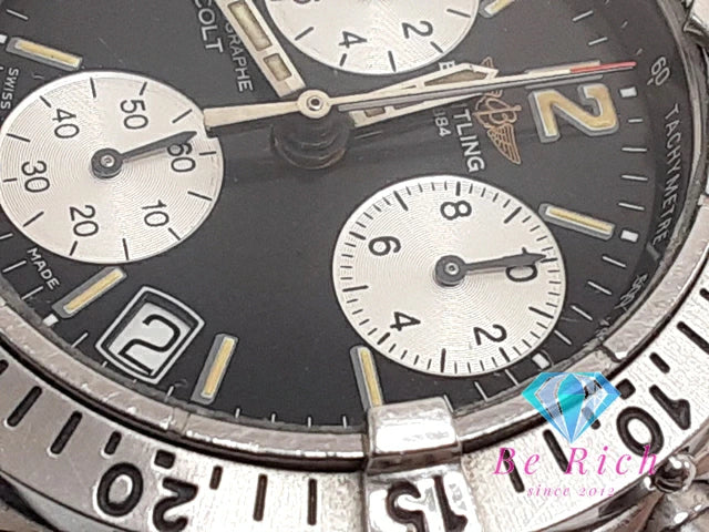 ブライトリング BREITLING コルト クロノグラフ メンズ 腕時計 デイト A53035 黒 ブラック シルバー SS ブレス アナログ クオーツ QZ ウォッチ Colt  【中古】【送料無料】 bt3306