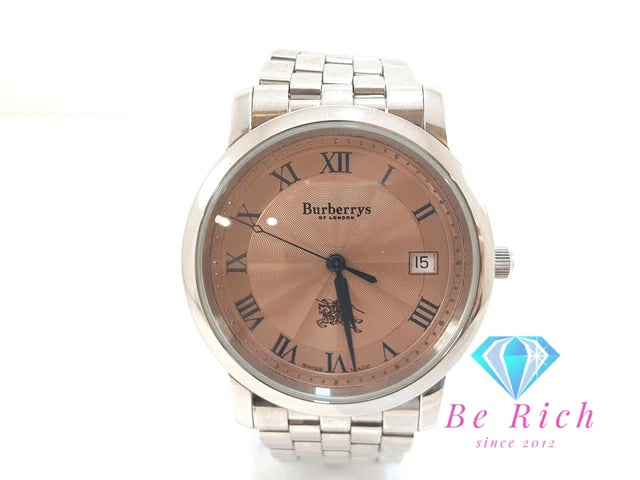 バーバリー BURBERRY メンズ 腕時計 デイト 12000G オレンジ シルバー SS ブレス ロゴ アナログ クォーツ QZ ウォッチ 【中古】【送料無料】 bt3311