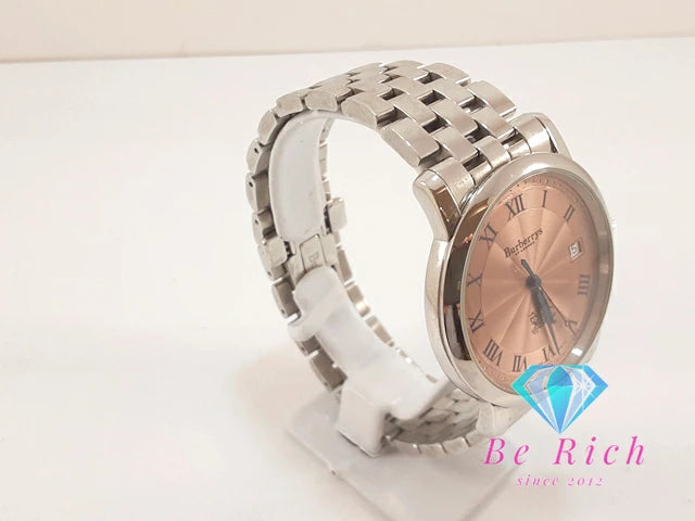 バーバリー BURBERRY メンズ 腕時計 デイト 12000G オレンジ シルバー SS ブレス ロゴ アナログ クォーツ QZ ウォッチ 【中古】【送料無料】 bt3311