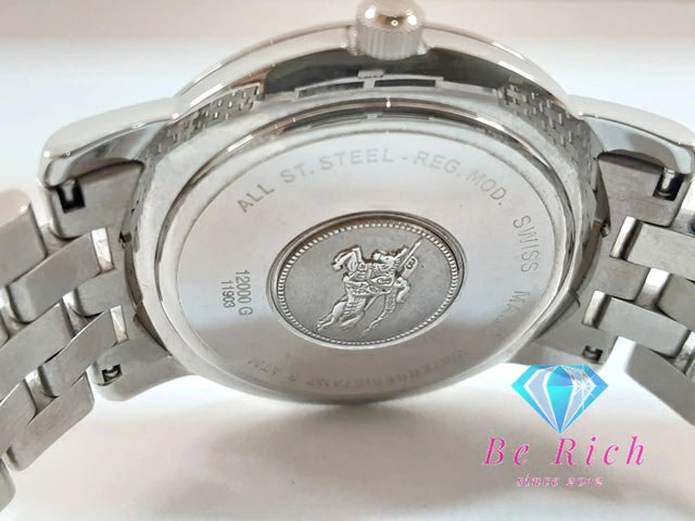 バーバリー BURBERRY メンズ 腕時計 デイト 12000G オレンジ シルバー SS ブレス ロゴ アナログ クォーツ QZ ウォッチ 【中古】【送料無料】 bt3311