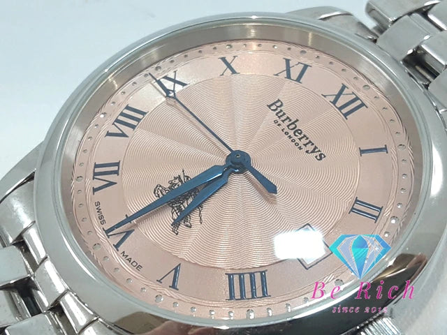 バーバリー BURBERRY メンズ 腕時計 デイト 12000G オレンジ シルバー SS ブレス ロゴ アナログ クォーツ QZ ウォッチ 【中古】【送料無料】 bt3311