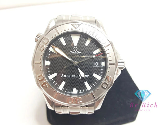 OH 仕上げ 済 オメガ OMEGA シーマスター プロフェッショナル アメリカズカップ 9999本 限定 WG ベゼル 自動巻き メンズ 腕時計 デイト 2533.50 黒 ブラック シルバー SS ブレス アナログ オートマ AT ウォッチ K18 Seamaster 【中古】【送料無料】  bt3317