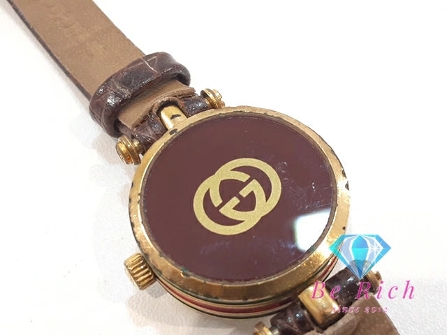 グッチ GUCCI レディース 腕時計 アイボリー ブラウン 茶 SS レザー シェリー アナログ クォーツ QZ ウォッチ オールド ヴィンテージ アンティーク  【中古】【送料無料】 bt3321