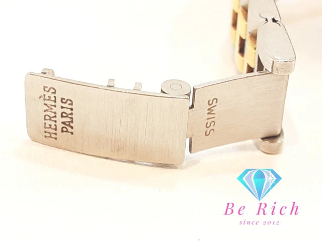 エルメス HERMES セリエ レディース 腕時計 デイト ラウンド 白 ホワイト シルバー ゴールド SS ブレス アナログ クォーツ QZ ウォッチ SERIE  【中古】【送料無料】 bt3323