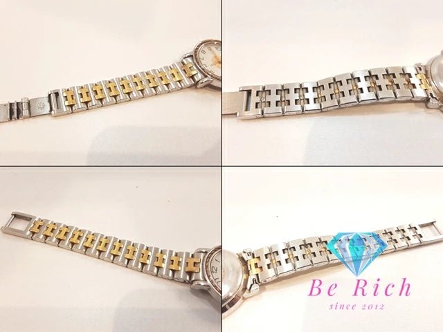 エルメス HERMES セリエ レディース 腕時計 デイト ラウンド 白 ホワイト シルバー ゴールド SS ブレス アナログ クォーツ QZ ウォッチ SERIE  【中古】【送料無料】 bt3323