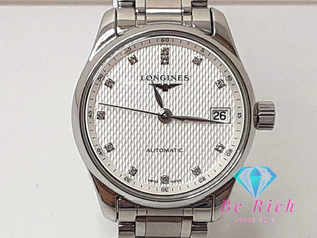 ロンジン LONGINES マスターコレクション 自動巻き レディース 腕時計 デイト L2.128.4.77.6 ホワイト シルバー SS ブレス アナログ オートマ AT ウォッチ   【中古】【送料無料】 bt3327