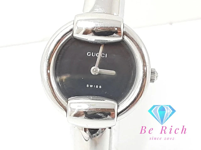 グッチ GUCCI レディース 腕時計 バングル ウォッチ 1400L ラウンド 黒 ブラック SS シルバー アナログ クォーツ QZ 【中古】【送料無料】 bt3332