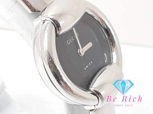 グッチ GUCCI レディース 腕時計 バングル ウォッチ 1400L ラウンド 黒 ブラック SS シルバー アナログ クォーツ QZ 【中古】【送料無料】 bt3332