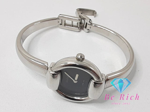 グッチ GUCCI レディース 腕時計 バングル ウォッチ 1400L ラウンド 黒 ブラック SS シルバー アナログ クォーツ QZ 【中古】【送料無料】 bt3332