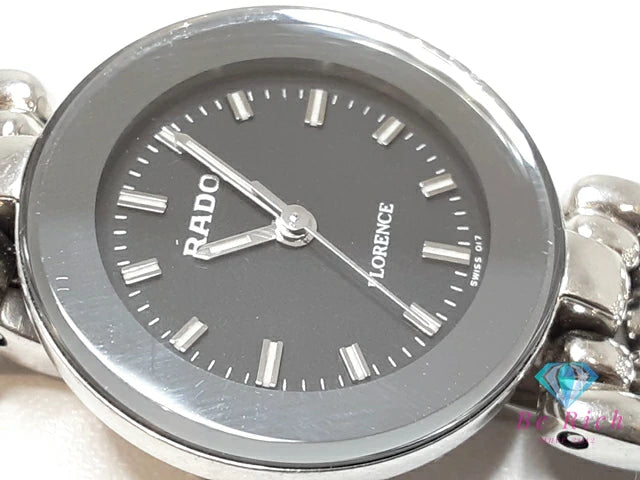 ラドー RADO フローレンス レディース 腕時計 318.3744.4 黒 ブラック シルバー SS ブレス アナログ クォーツ ウォッチ FLORENCE 【中古】【送料無料】 bt3334