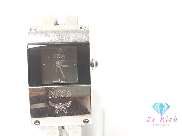 MCM エムシーエム レディース 腕時計 MC1185L 黒 ブラック シルバー SS ブレス ロゴ アナログ クォーツ QZ ウォッチ 【中古】【送料無料】 bt3337