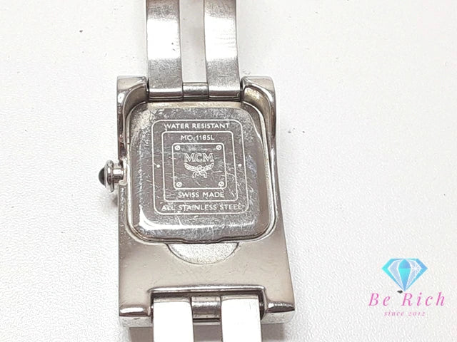 MCM エムシーエム レディース 腕時計 MC1185L 黒 ブラック シルバー SS ブレス ロゴ アナログ クォーツ QZ ウォッチ 【中古】【送料無料】 bt3337