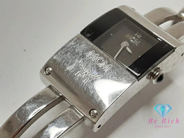 MCM エムシーエム レディース 腕時計 MC1185L 黒 ブラック シルバー SS ブレス ロゴ アナログ クォーツ QZ ウォッチ 【中古】【送料無料】 bt3337
