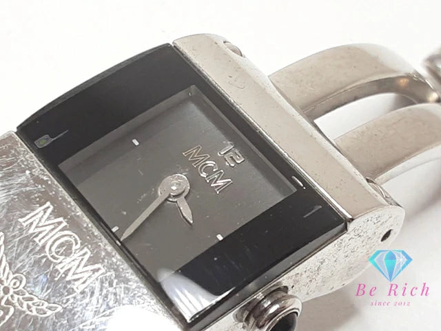 MCM エムシーエム レディース 腕時計 MC1185L 黒 ブラック シルバー SS ブレス ロゴ アナログ クォーツ QZ ウォッチ 【中古】【送料無料】 bt3337