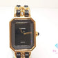 シャネル CHANEL プルミエール M H0001 レディース 腕時計 GP レザー 黒 ブラック ゴールド アナログ クォーツ QZ ウォッチ 【中古】【送料無料】 bt3341