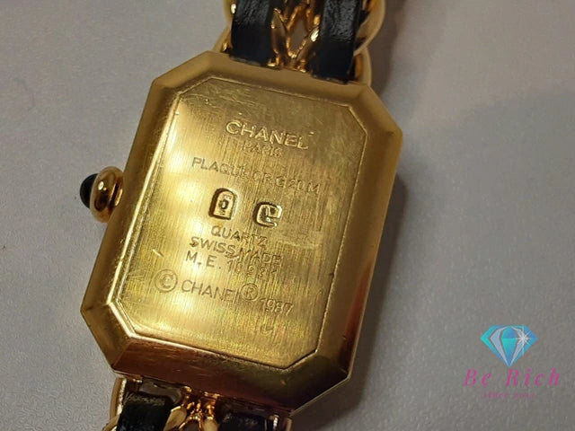 シャネル CHANEL プルミエール M H0001 レディース 腕時計 GP レザー 黒 ブラック ゴールド アナログ クォーツ QZ ウォッチ 【中古】【送料無料】 bt3341