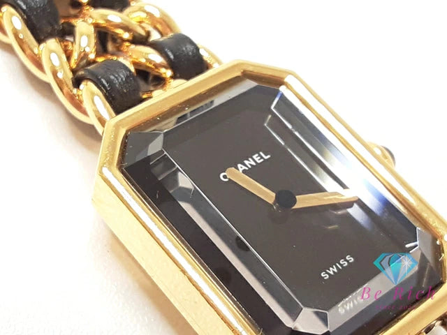 シャネル CHANEL プルミエール M H0001 レディース 腕時計 GP レザー 黒 ブラック ゴールド アナログ クォーツ QZ ウォッチ 【中古】【送料無料】 bt3341