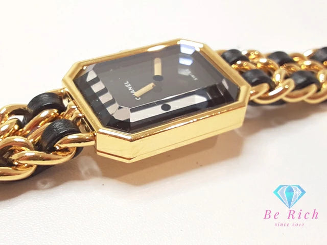 シャネル CHANEL プルミエール M H0001 レディース 腕時計 GP レザー 黒 ブラック ゴールド アナログ クォーツ QZ ウォッチ 【中古】【送料無料】 bt3341