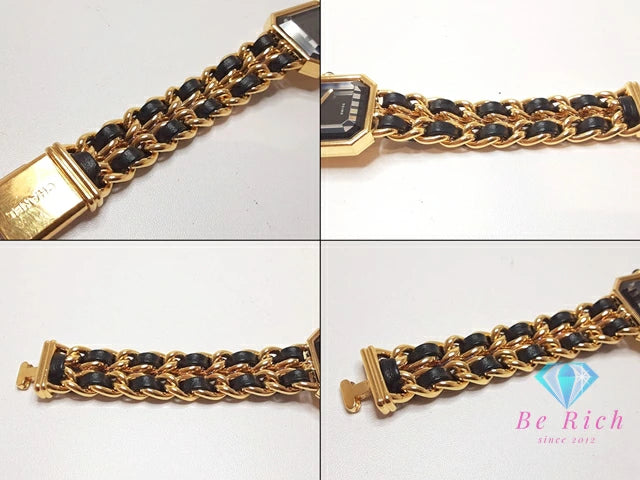 シャネル CHANEL プルミエール M H0001 レディース 腕時計 GP レザー 黒 ブラック ゴールド アナログ クォーツ QZ ウォッチ 【中古】【送料無料】 bt3341