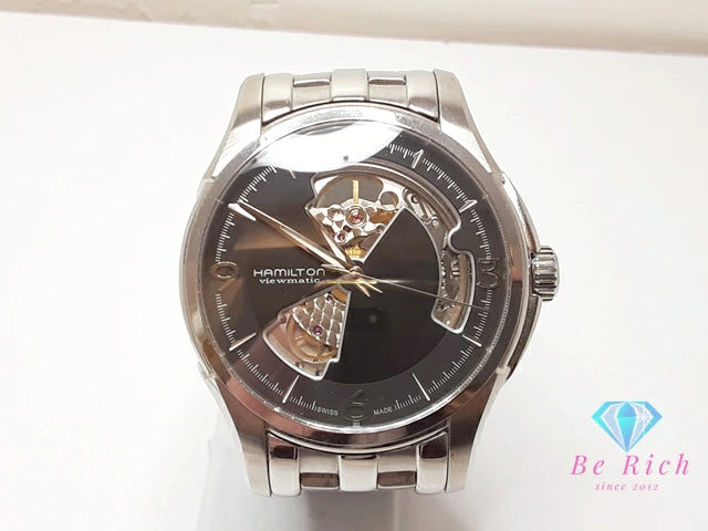 ハミルトン HAMILTON ジャズマスター ビューマチック オープンハート 自動巻き メンズ 腕時計 H325651 ブラック 黒 シルバー SS ブレス ロゴ アナログ オートマ AT ウォッチ Jazzmaster Viewmatic 【中古】【送料無料】 bt3343