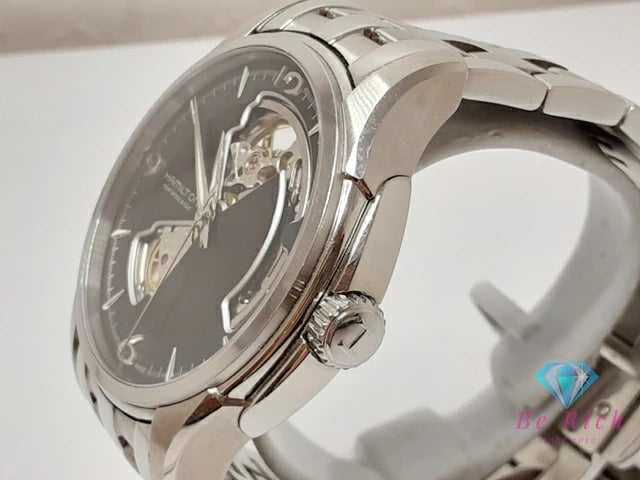 ハミルトン HAMILTON ジャズマスター ビューマチック オープンハート 自動巻き メンズ 腕時計 H325651 ブラック 黒 シルバー SS ブレス ロゴ アナログ オートマ AT ウォッチ Jazzmaster Viewmatic 【中古】【送料無料】 bt3343