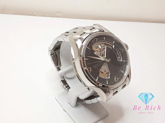 ハミルトン HAMILTON ジャズマスター ビューマチック オープンハート 自動巻き メンズ 腕時計 H325651 ブラック 黒 シルバー SS ブレス ロゴ アナログ オートマ AT ウォッチ Jazzmaster Viewmatic 【中古】【送料無料】 bt3343