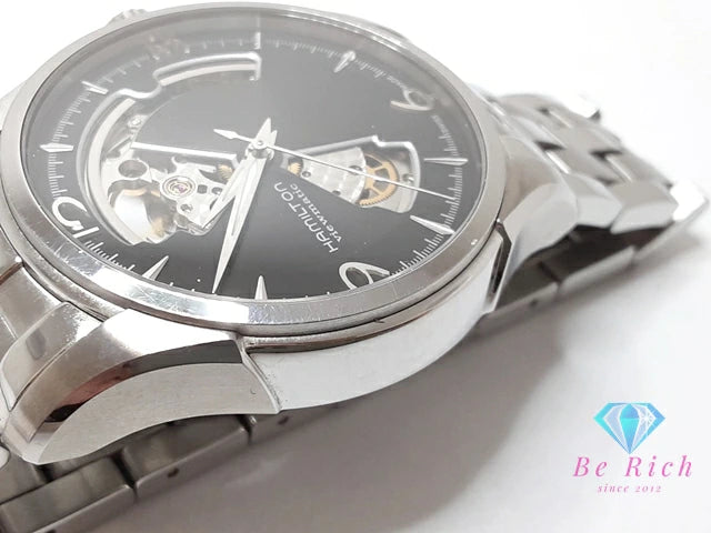 ハミルトン HAMILTON ジャズマスター ビューマチック オープンハート 自動巻き メンズ 腕時計 H325651 ブラック 黒 シルバー SS ブレス ロゴ アナログ オートマ AT ウォッチ Jazzmaster Viewmatic 【中古】【送料無料】 bt3343