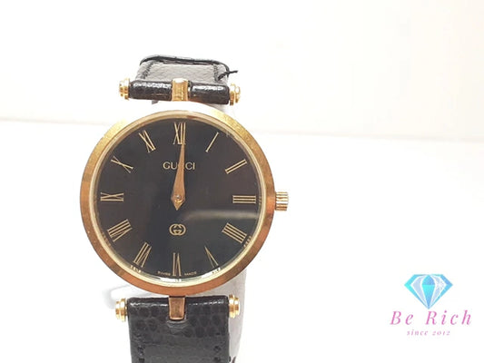 グッチ GUCCI メンズ 腕時計 黒 ブラック SS レザー アナログ クォーツ QZ ウォッチ アンティーク ヴィンテージ 【中古】【送料無料】 bt3345