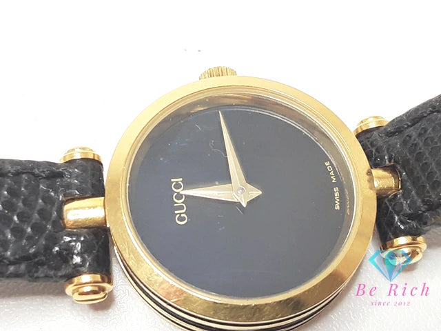 グッチ GUCCI メンズ 腕時計 黒 ブラック SS レザー アナログ クォーツ QZ ウォッチ アンティーク ヴィンテージ 【中古】【送料無料】 bt3345