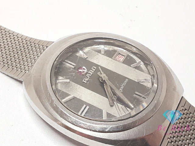 ラドー RADO マッターホルン 自動巻き メンズ 腕時計 デイト カットガラス シルバー SS ブレス アナログ オートマ AT ウォッチ ヴィンテージ アンティーク MATTERHORN  【中古】【送料無料】 bt3356
